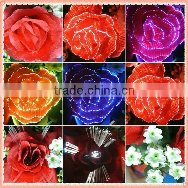 Fiber Optic Silk Flowers / Artificial Flowers with LED Lights / Rose