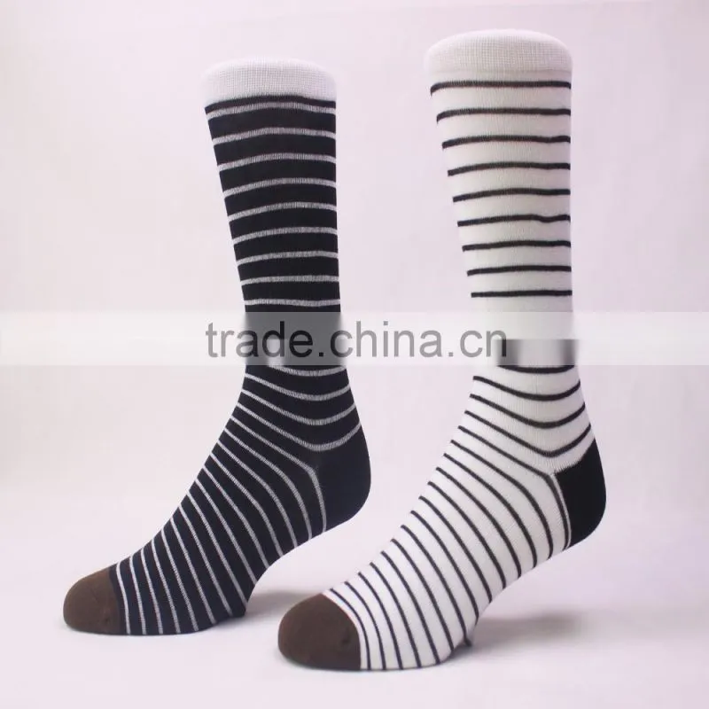 Colorful Thin Stripe Combed Cotton Knitting In Stock Dress Socks