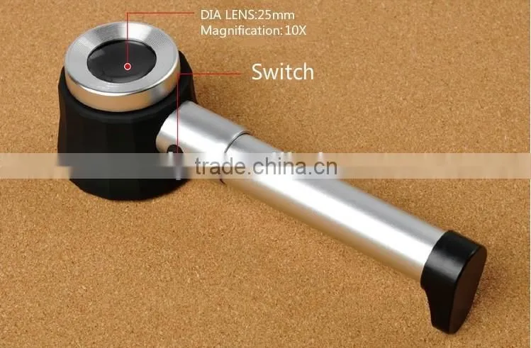 8011 10X magnifier loupe,Handheld LED Optical Magnifying Glass