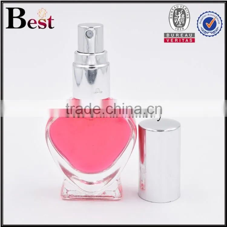 9ml clear glass bottle heart shaped glass bottle sprayer glass bottle