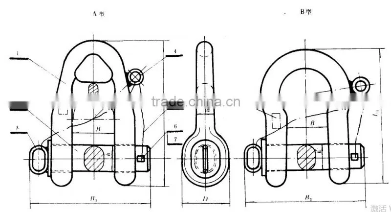 Marine hardware mooring buoy shackle