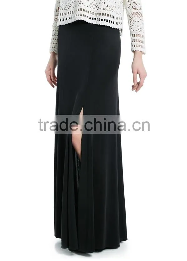 Fashion black long skirt latest design stretch woman long gypsy skirts
