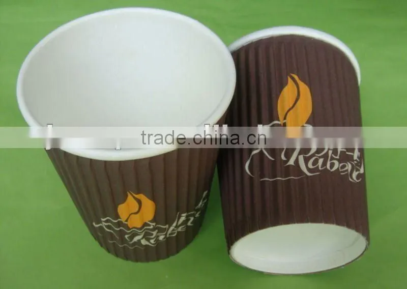 2014 new designed high quality printing ripple paper cups/ disposable triple coffee cup/ double wall hot drink cup