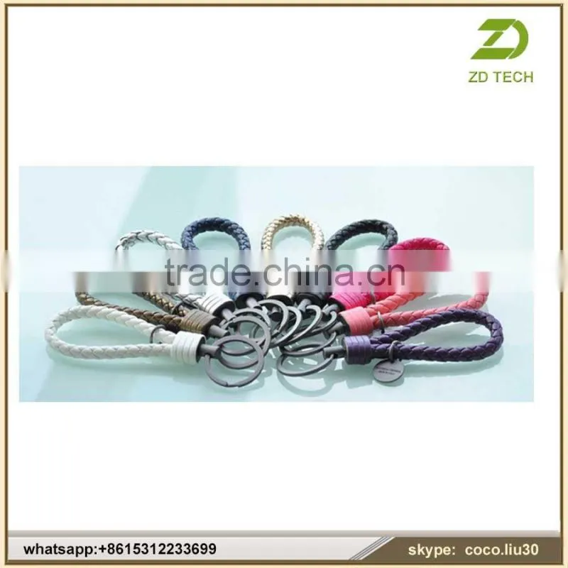 Promotional braid leather key chain With Logo/braid leather key chain /Custom braid leather key chain ZDS2028