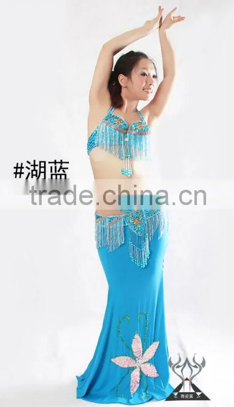 Belly Dance Costumes Skirt,Hot Purple Sexy Professional Skirt of Belly Dance Long Skirt, Performance Dancing Skirt QC1316