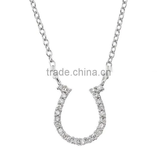 Pop in US 925 Sterling Silver HorseShoe Pendant Horse Shoe Necklace
