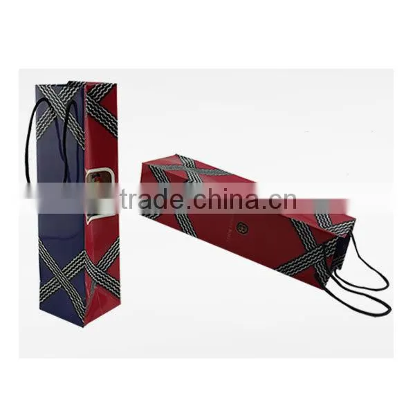 Ribbon handle red wine paper bag