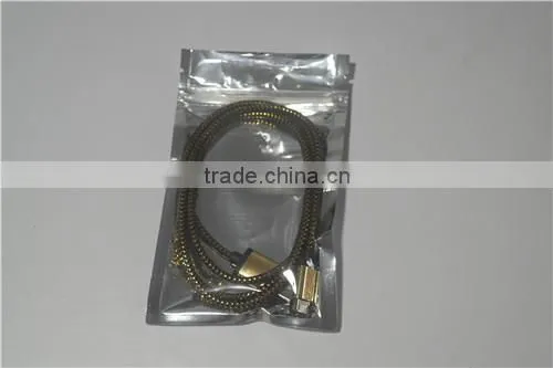 Gold Colour Micro USB Cable Nylon Line and Metal Plug Data Sync Charger microusb cable for samsung galaxy s6 s5 s4