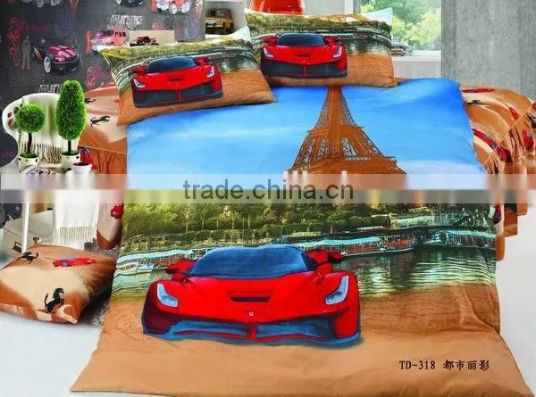 100% cotton carton bed sheet Children Kids bedding set,city life