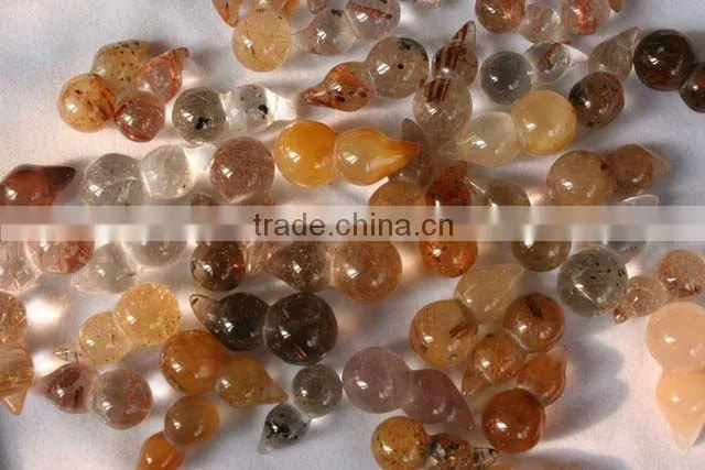 Rare Rutilated Quartz Rock Crystal GOURD Carving