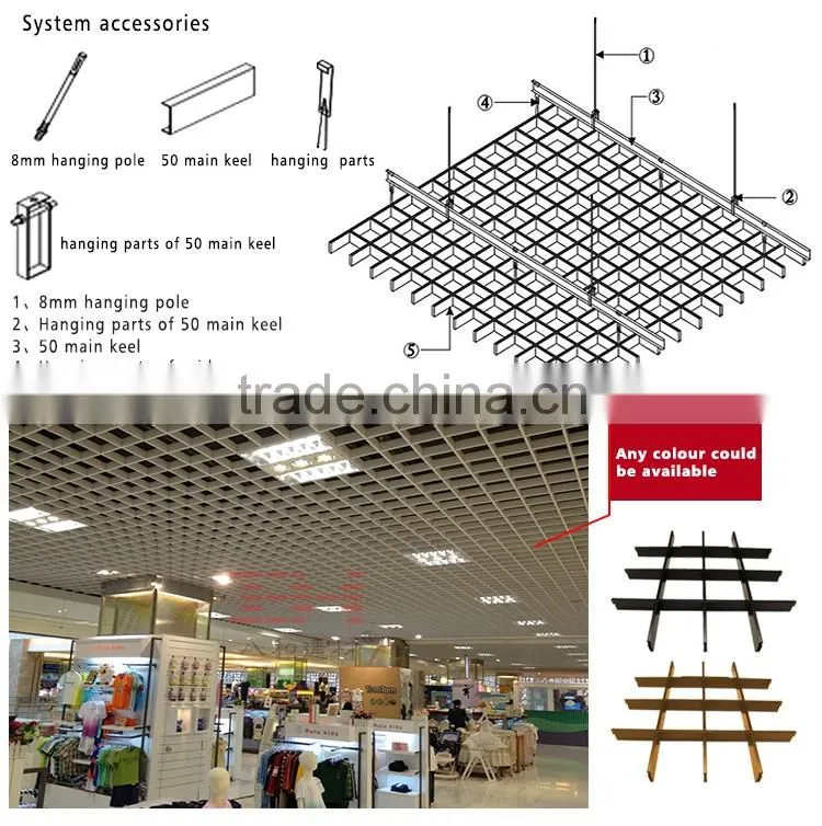 Fireproof suspended ceiling grid aluminum ceiling
