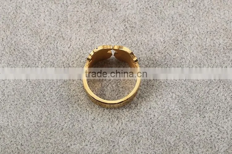 No.1 sale 18k gold plated stainless steel colorful bear individual ring for christmas party