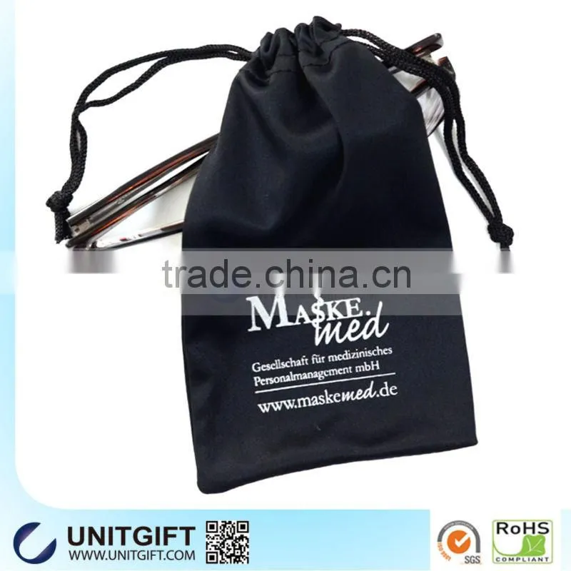 Best selling high quality custom logo silk pouch soft case sunglasses microfiber pouch with drawstring