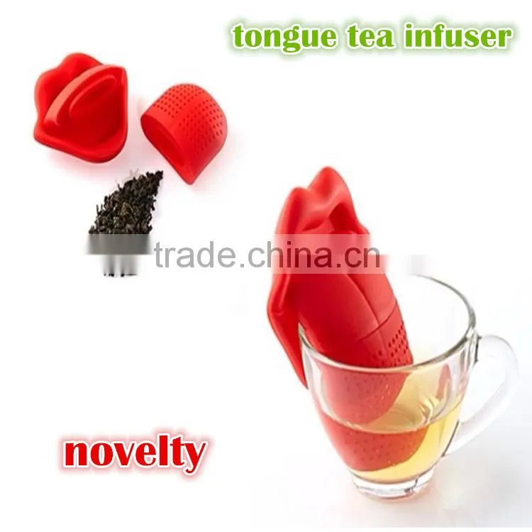 FDA LFGB approved silicone promotional novelty funny Tongue tea infuser