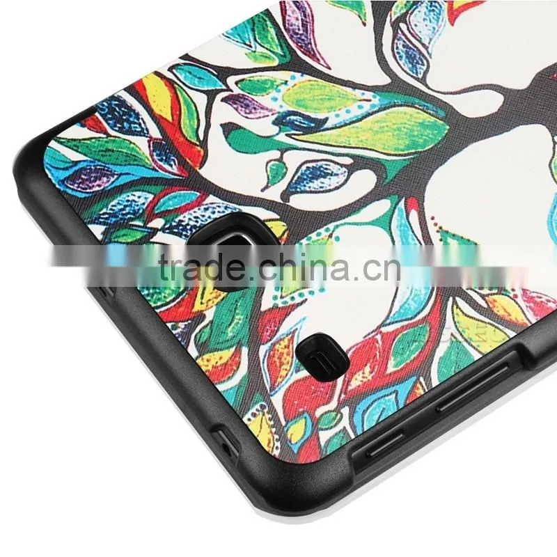 Protective colorful pu leather case printing life tree pattren case 8 inch tablet case for Samsung Tab E8.0