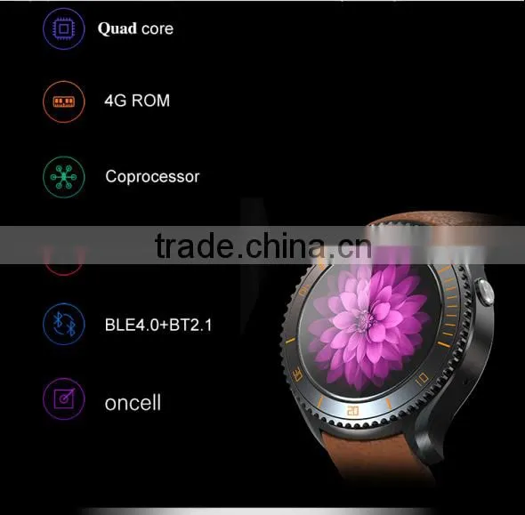 Round screen smart watch I2 Quad core speed Android smart watch MTK 6580