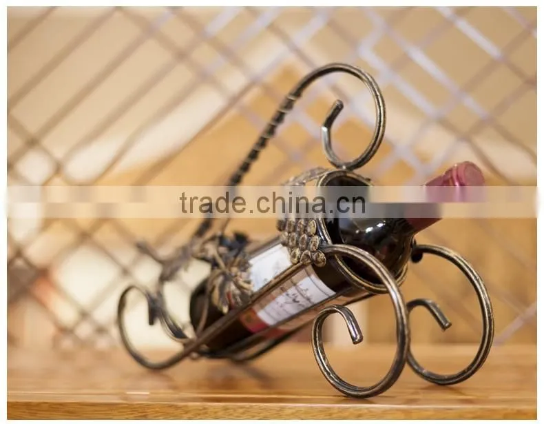 Decoration standing iron single red wine bottle display holder/ stand /rack for decoration display