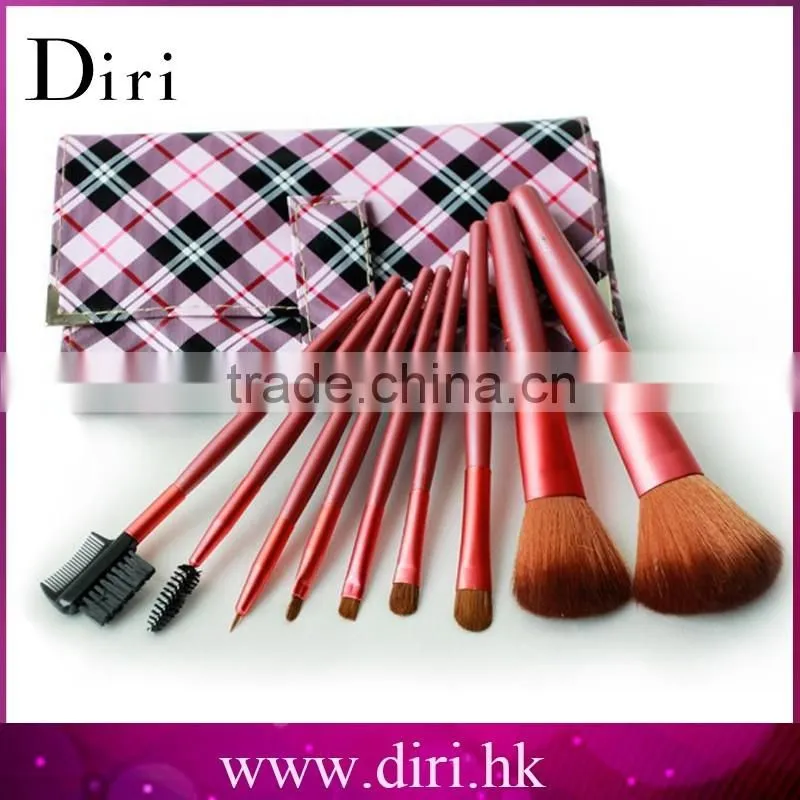 Newest Makeup Brush 9 PCS Set Cosmetic Make up Brush Set Tool Kit with Leather Case