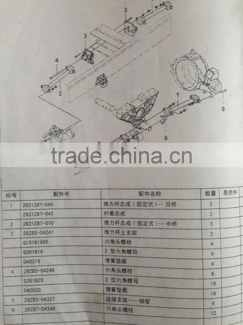 2931010-K2000 Dongfeng heavy duty truck parts traction bar /thrust lever