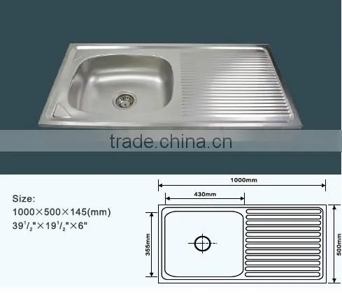 Export Iraq single bowl double tray stainless steel kitchen sink