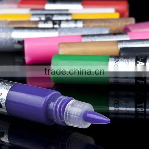 3D 12 Colors Paint Drawing Design Pen UV Gel Acrylic Nail Art Glitter Polish Set