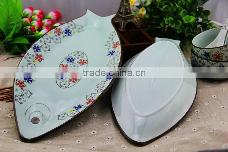 KC-00050 Haonai fish shape ceramic dinner plate