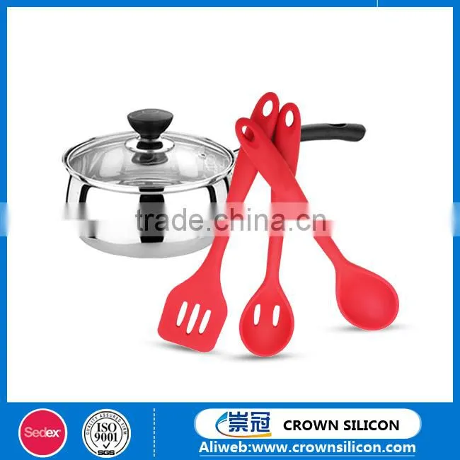 6PCs Red Silicon Kitchen Cooking Utensil Tool Set, Hi-heat Cooking