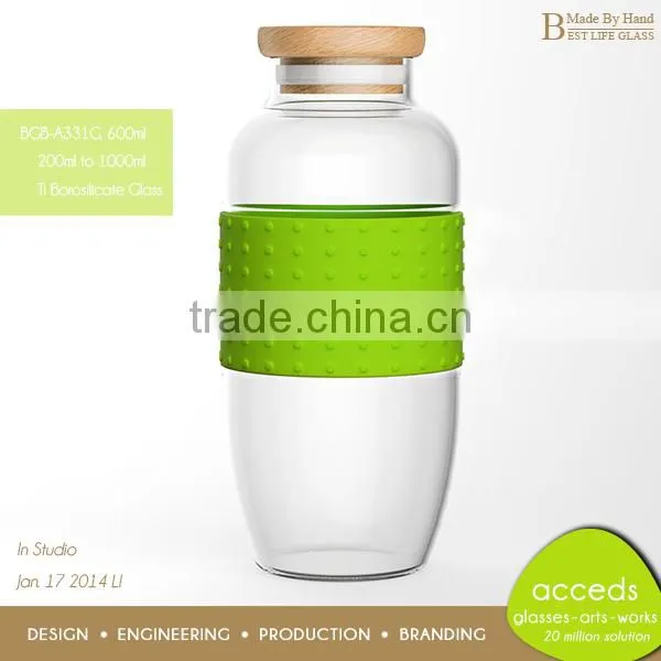 Low MOQ Wooden Top Tea Coffee Sugar Storage Glass Jar