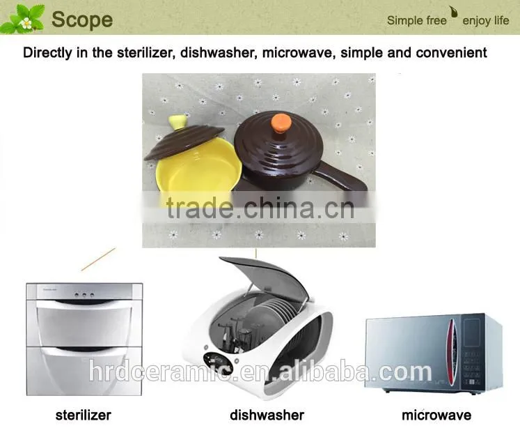 Wholesale stocked Ceramic soup bowl with silicone lid and handle