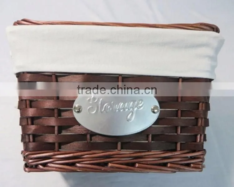 Customized supplier wholesale durable Cheap wood chip and wicker bicycle front basket bracket
