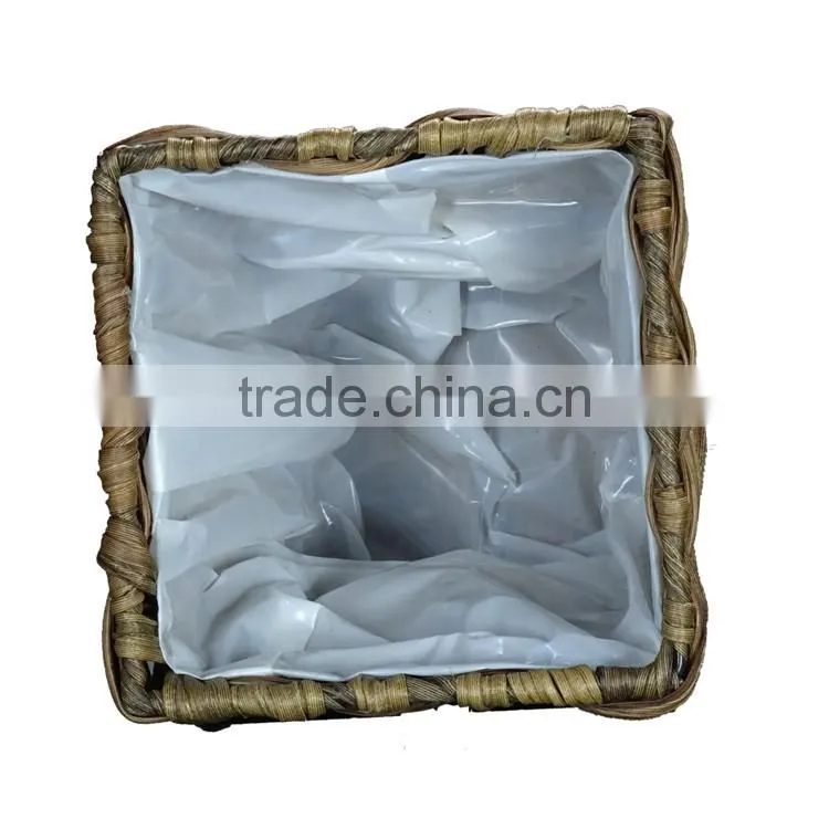 Brown Rattan Rectangle Woven Plastic Basket