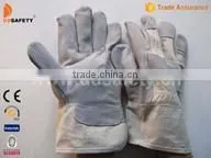 Cow Split Leather Safety Glove With Full Palm White Cotton Back