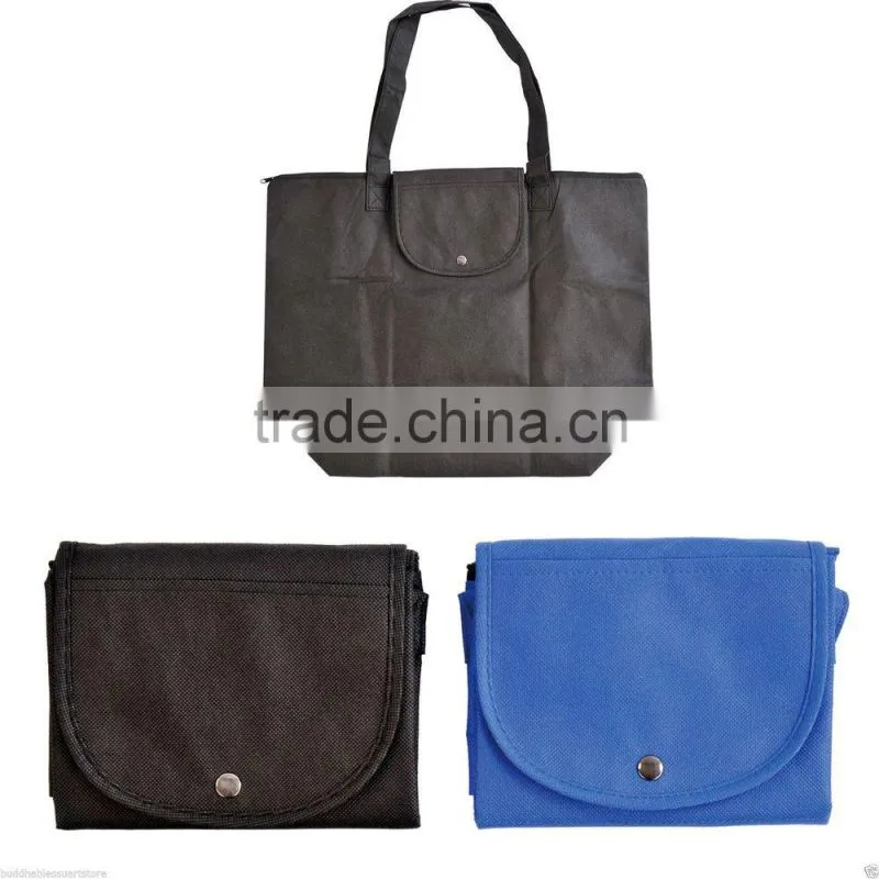 Black and Blue Foldable Zippered Totes Grocery Shopping Bags