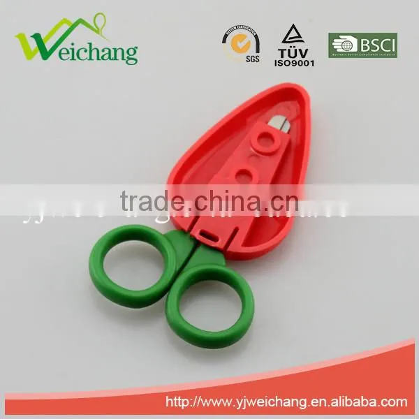 WCSC210 premium novelty wholesale soft handle colorful school children plastic scissors with funny carrot shape cover