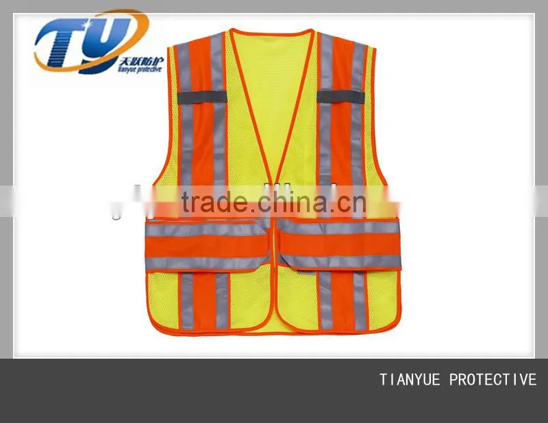 201506061012 Reflective safety vest fluorescent orange security vest