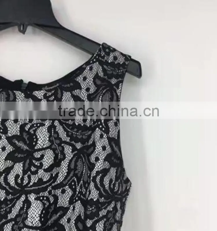 Ladies stock garment sleeveless black sexy prom party dress