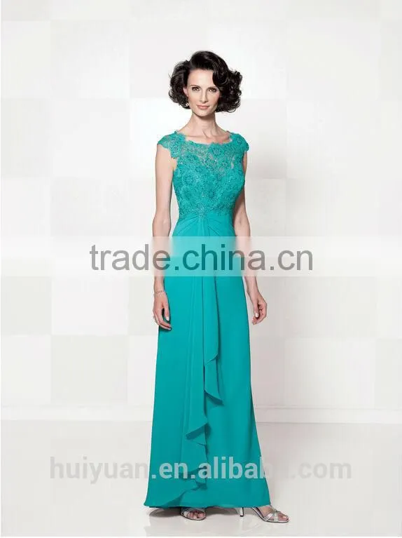 elegant cap sleeve chiffon lace A-line round neck mother bridal dream dress