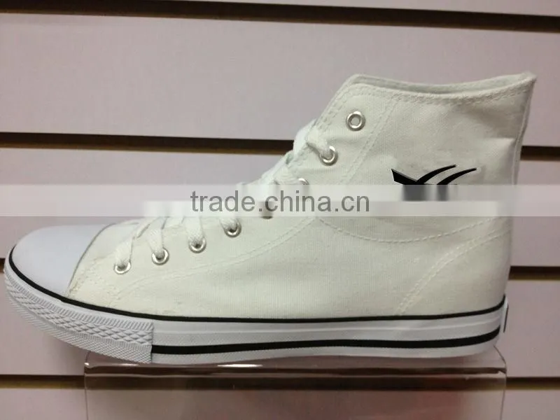2014 high cut plain white canvas shoes