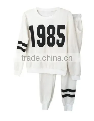 Women 1985 Printed Hoodie Pants Suit Athletic Outfits Tracksuit Sportswear Without Hood