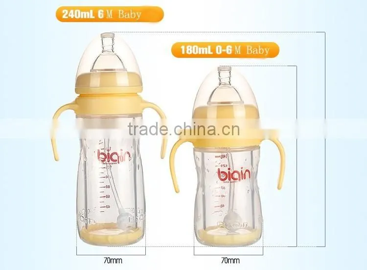 Eco-friendly wide neck baby feeding vacuum bottle with handle