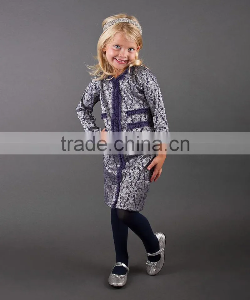 Hot Selling Kids Clothes Set With Silver And Slate Winter Blazer And Skirt Girl Clothing Set Child Wear Z-CS80729-25
