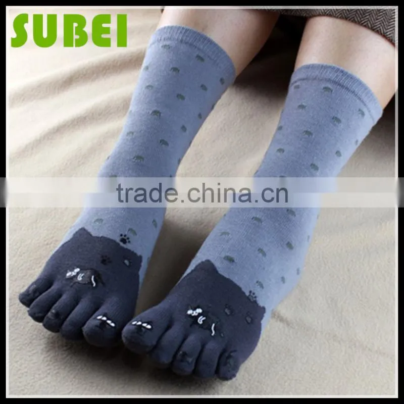 2015 Female warm five fingers socks,cotton and nightbird pattern socks,Quiet and sweet