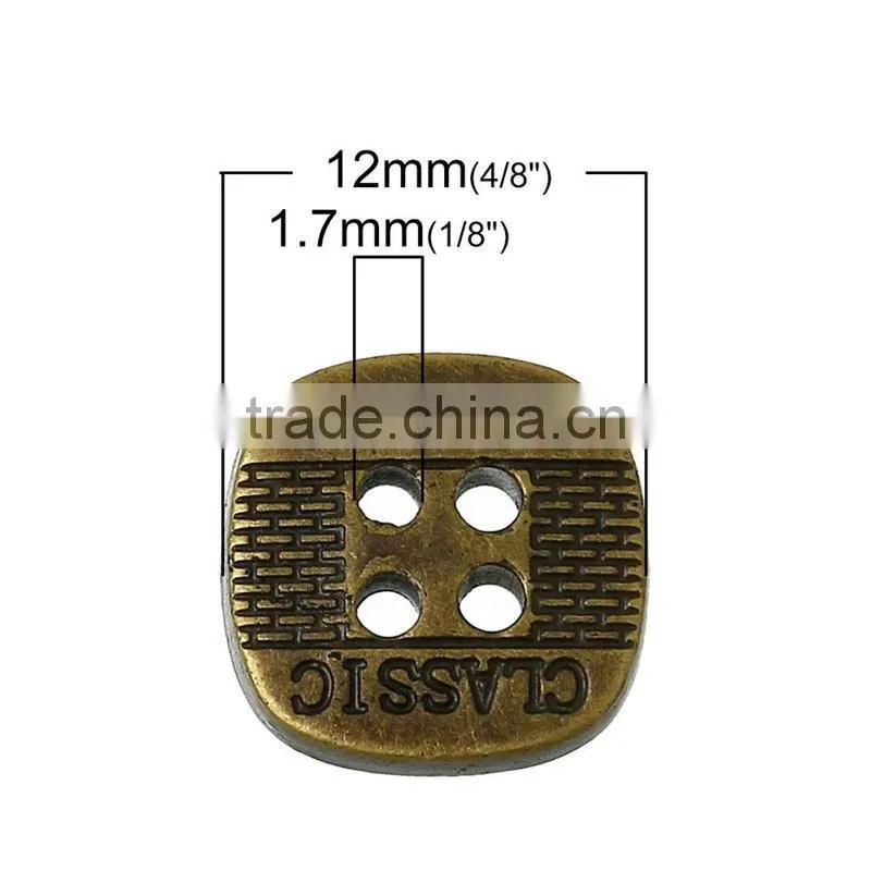 Cheap 12mmx12mm Alphabet Square Four Holes Acrylic Button for Decorating