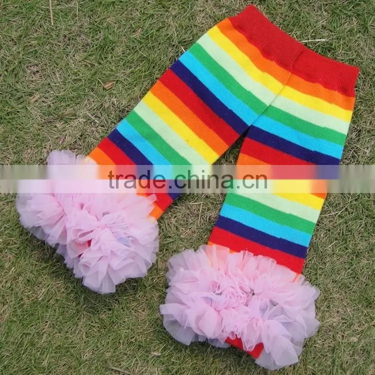 Toddlers baby leggings knee high socks polka dot lace ruffled knit kids leg warmers