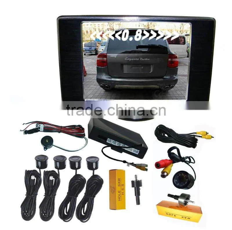 3.5inch TFT monitor car reverse parking sensor system with night vision camera