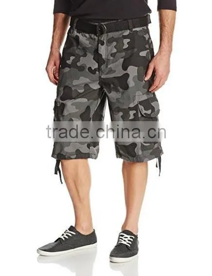 Men's All-Season Belted Ripstop Short pants camo garment factory wholesale