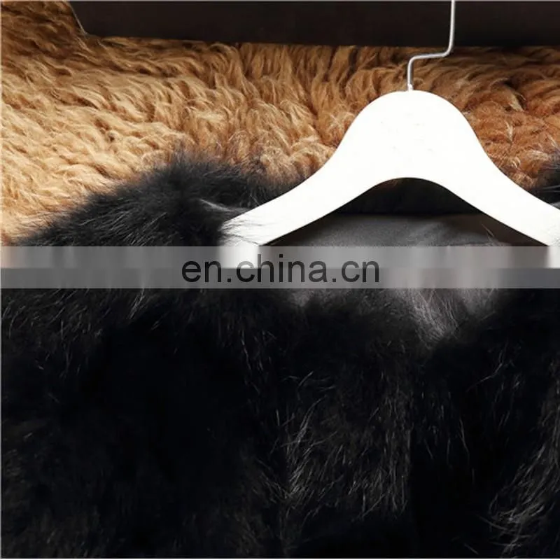 High quality winter fashion fur overcoat black raccoon fur clothing