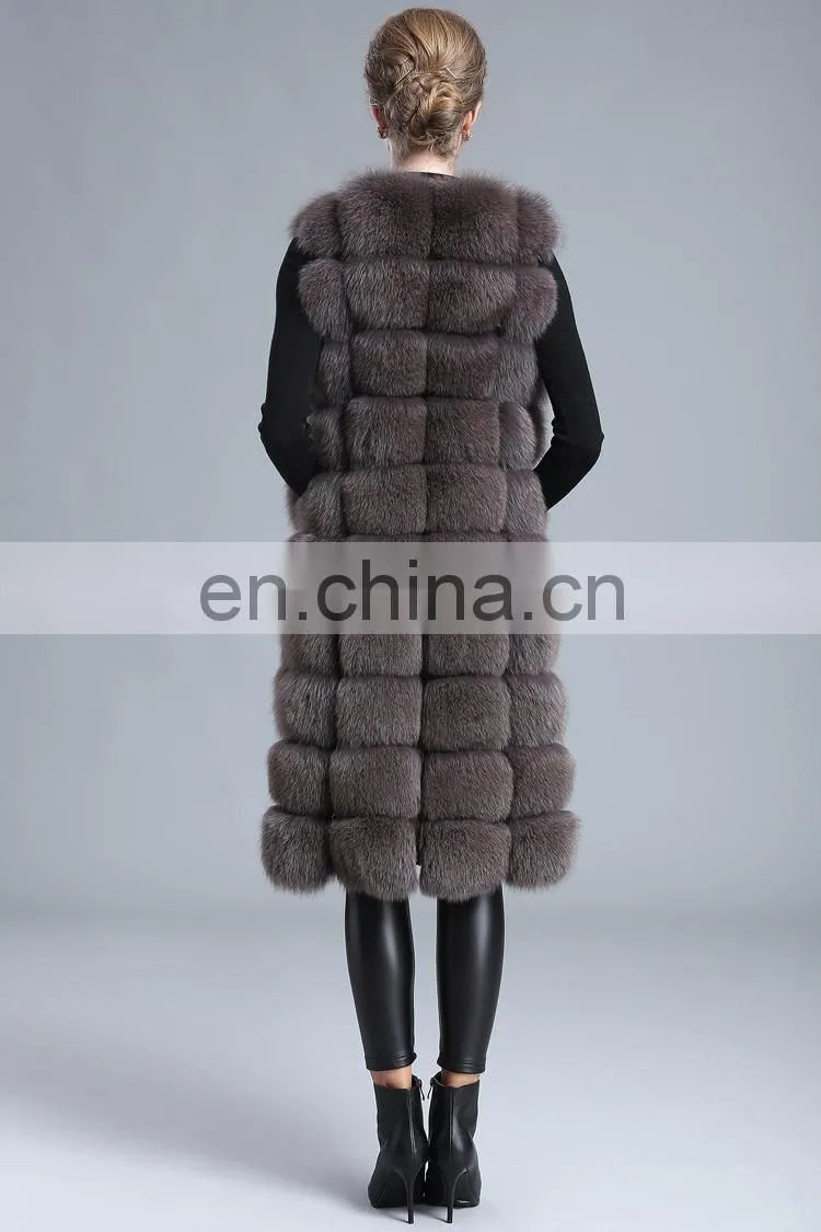 2016 Fashion Genuine Real Fox Fur Vest Women's Long Fox Fur Vests