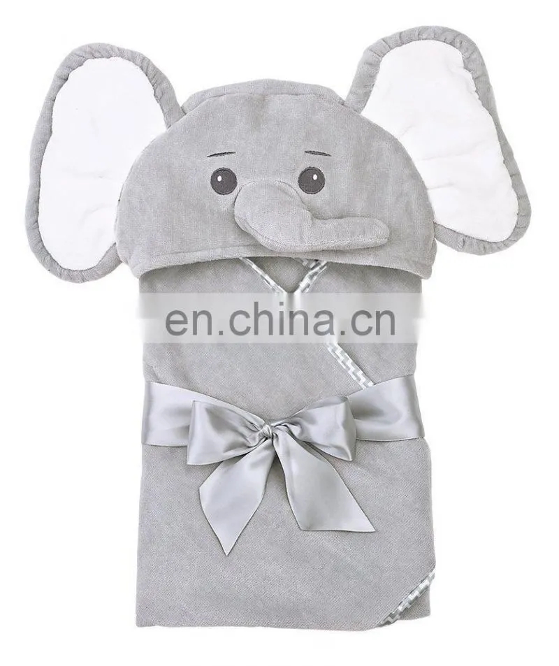 Cheap Beautiful Girl Pink Elephant 100% Cotton Baby Bath Bamboo Hooded Towel