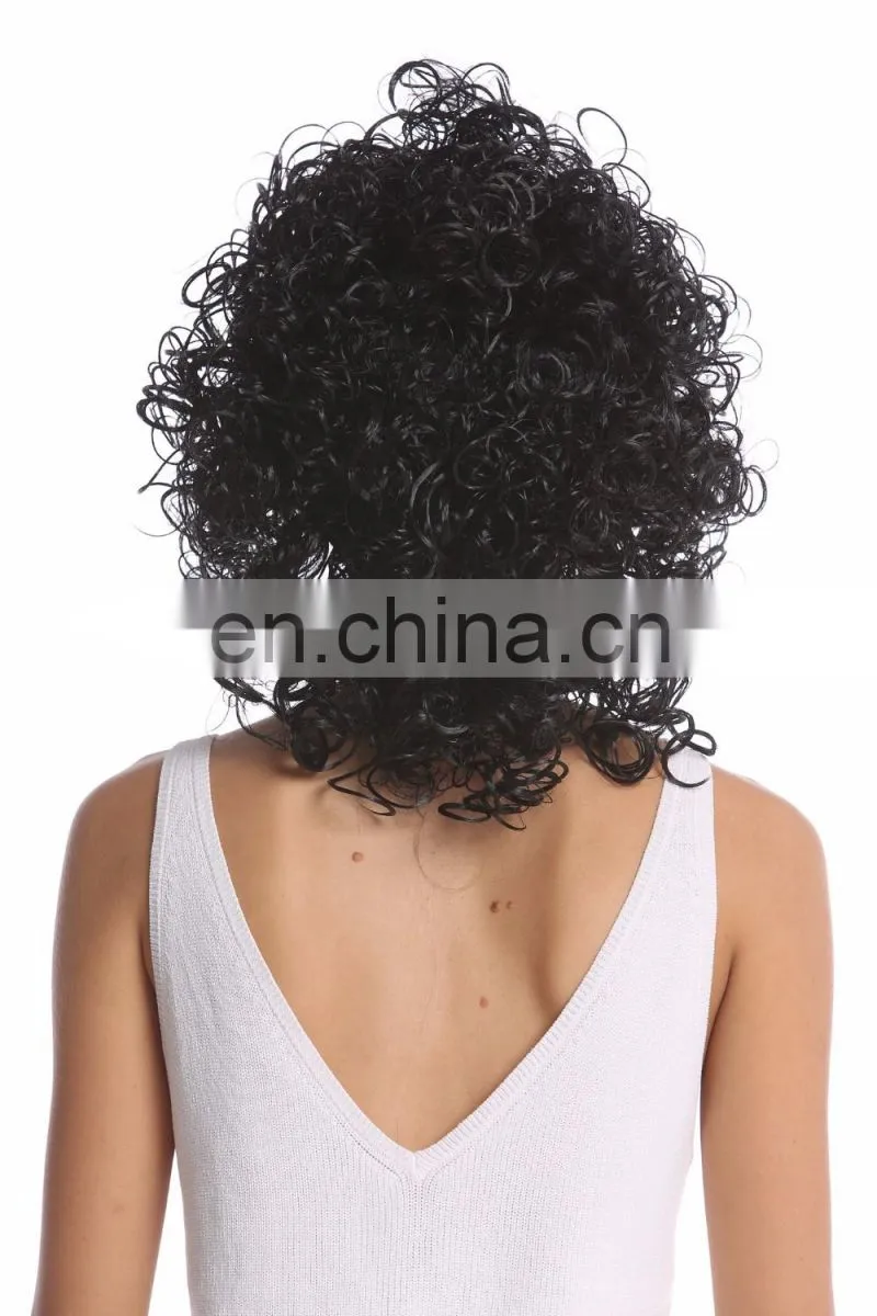 Party humid curly short black wigs P-W249